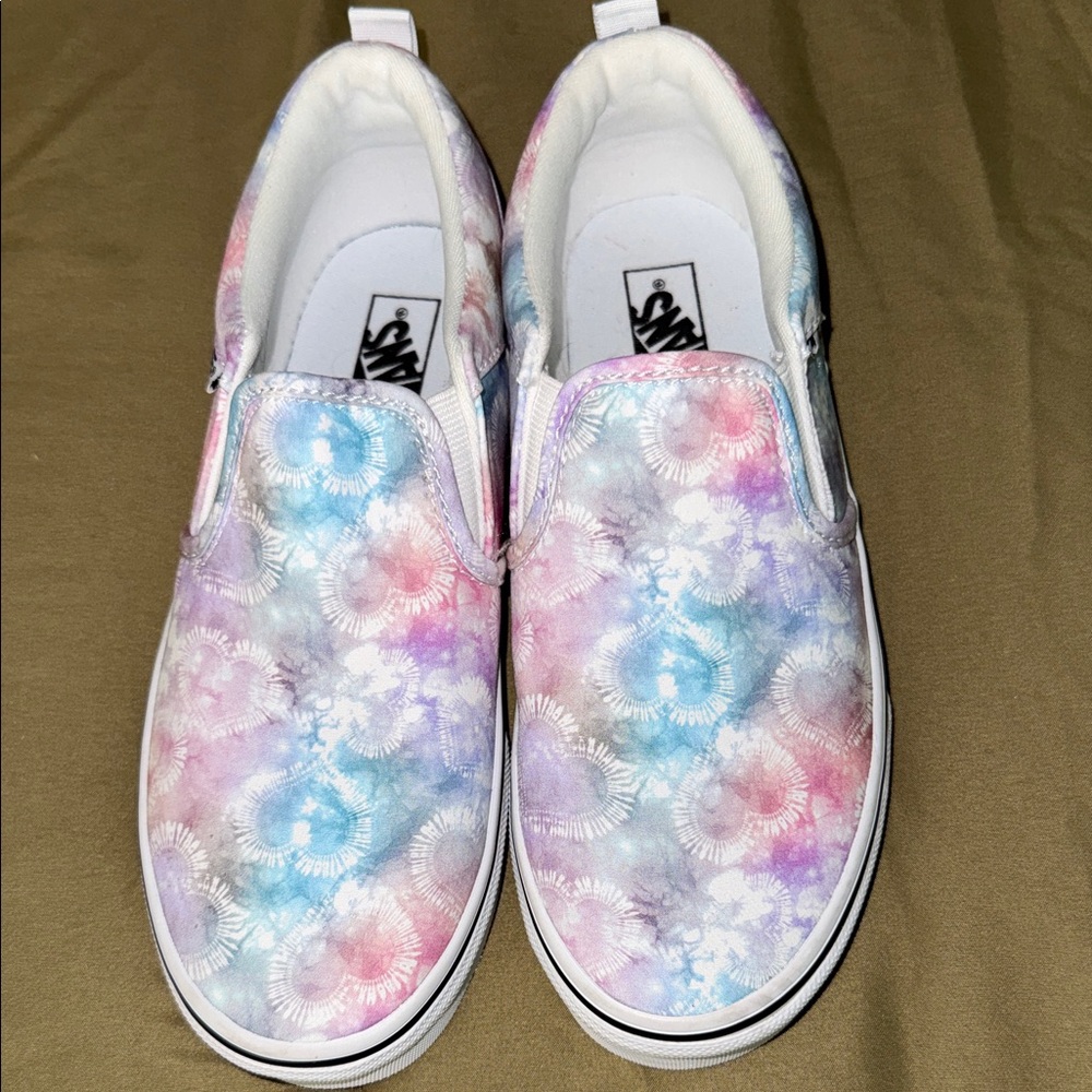 Vans Kids Pastel Spiral Pattern Slip-On Sneakers
